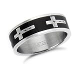 Mens Black Stainless Steel Ring Band