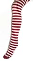 Adult Red & White Opaque Striped Tights Stockings Panty Hose One Size