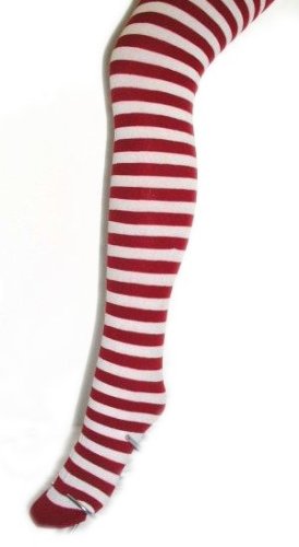 Childrens Toyshop  Sporting Goods : Adult Red & White Opaque Striped Tights Stockings Panty Hose One Size
