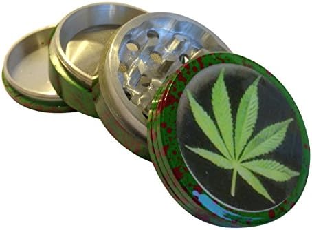 Marbled Metal GREEN LEAF Herb Tobacco Spice Grinder 4 Pc Pollen Screen Chamber