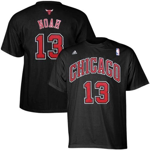 NBA adidas Chicago Bulls #13 Joakim Noah Black Player T-shirt (Medium)
