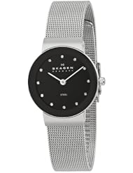 Skagen Womens 358SSSBD Steel Collection Black Glitz Dial Watch