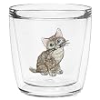 Kitty (Tan) 12 oz Double-Old-Fashioned Insulated Beverage Tumbler, Clear, Clear
