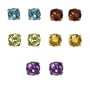 10k Yellow Gold 5 Piece Individually Boxed 3mm Round Amethyst, Blue Topaz, Citrine, Garnet & Peridot Stud Earrings Set
