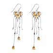 Sterling Silver Citrine Heart Dangle Earrings with Hanging Pendants
