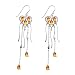 EXP Sterling Silver Citrine Heart Dangle Earrings with Hanging Pendants