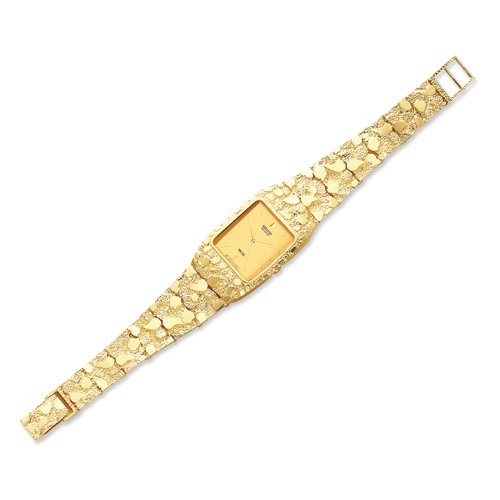 10k Champagne Dial Square Face Nugget Watch