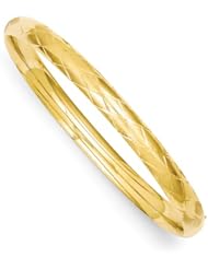 14k Yellow Gold 4/16 D/C Fancy Hinged Bracelet Bangle. Metal Wt- 7.17g