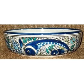 Le Souk Ceramique AF-05 Aqua Fish Wide Pasta Bowl 12x4-in. by Le Souk Ceramique