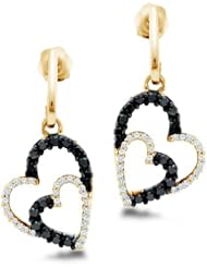 0.50 cttw. Diamond Heart Earring 10K Yellow Gold