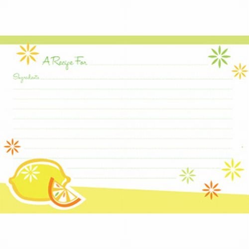 CR Gibson 5 by 7-Inch Lemon Twist Design Recipe Cards, 40-Count