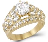 Search : Solid 14k Yellow Gold Huge Solitaire CZ Cubic Zirconia Engagement Ring Large 2.5 ct