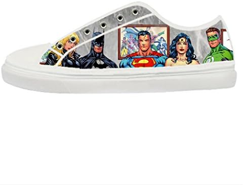 Dander Women's Printed Dc Comics Superhero Canvas Shoes White color map US8