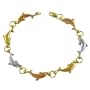 10 Karat Tri-Color Gold 7 Inch Dolphin Bracelet