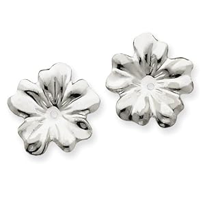 14k White Gold Floral Earring Jackets