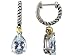 3.25 cts 925 Sterling Silver and 18k Gold Two Tone Genuine Aquamarine Earrings