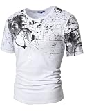 Doublju Mens Scribble Crew neck T-shirts Tee
