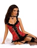 Tapestry feeling satin flower jacquard long-line bustier. Come with lightly padded underwire cups, hook & eye front, body controlling side, front, and back boning plus a waist cinching lace-u - Sensual Mystique