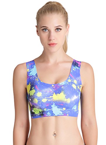 Lttcbro Women's 3D Printed Seamless Bra Activewear Top Wireless Sports Bra Yoga Vest X-Large Multiple-1