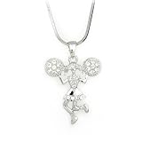 Clear Crystal Pom Pom Girl Cheerleader Pendant Necklace Fashion Jewelry