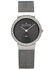 Skagen Womens 644SMM Denmark Charcoal Dial Crystal Accent Watch