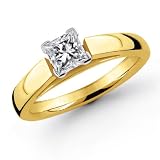14K 1/2 Carat Princess Cut Solitaire Diamond Ring (G-H ; SI1-2)