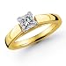 14K 1/2 Carat Princess Cut Solitaire Diamond Ring (G-H ; SI1-2)