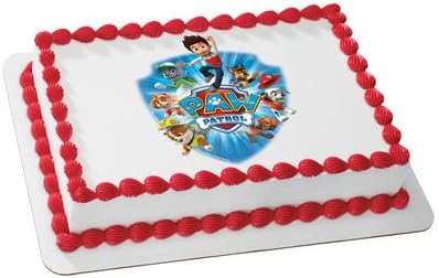 Kids Character 1/4 Sheet Cake Decoration Edible Image Cake Toppers (Paw Patrol with Party Favor Stickes)