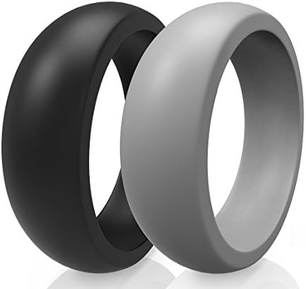 Premium Men Silicone Wedding Ring (Wedding Band) - 2 Rings Pack- Incredibly Lightweight and Comfortable (Size 9)