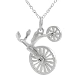 Sterling Silver Moveable Old Fashion Bicycle Pendant