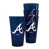 MLB Atlanta Braves 16-Ounce Colored Plastic Pints (4 Pack)