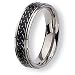Black Enamel Ridged Edge Polished Titanium Ring (6.0 mm) - Sizes 6-13