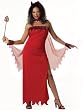 Sexy Devil Costume Long Red Dress Devil Cape Horns