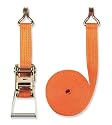 Braun Spanngurt 4000 daN, zweiteilig, Farbe orange, 8 m L&auml;nge, 50 mm Bandbreite, mit Ratsche und Spitzhaken