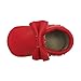 Sayoyo Baby Red Gold Bow Tassels Soft Sole Leather Infant Toddler Prewalker Shoes (Red, 6-12 months)