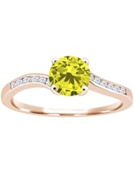 0.94 Ct Round Canary Diamond White Topaz 18K Rose Gold Ring