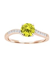 0.94 Ct Round Canary Diamond White Topaz 925 Rose Gold Plated Silver Ring