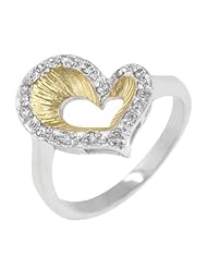 Accented Two-Toned Heart Ring