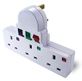 Kitchen & Housewares : 13A 4 Way Socket Adapter with Colour Coded Neon Switches