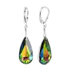 Vitral medium Swarovski Crystal Sterling Silver Leverback 1.5" Long Dangle Earrings