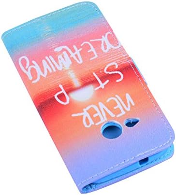 Bayke Brand / New HTC One M8 Mini Case , HTC One Mini Remix Case , HTC ONE 2 Mini Case - Never Stop Dreaming Pattern , Fashion Print Style PU Leather Wallet with Strap Built-in Media Bracket / ID Credit Card and Cash Slots , Folio Closure Cover for HTC One M8 Mini , including HTC One+ Mini, HTC One Mini Remix, HTC ONE 2 Mini