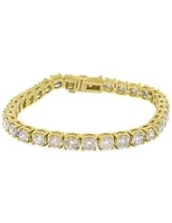 14k Yellow Gold 13.38 Carat Round Diamond Tennis Bracelet