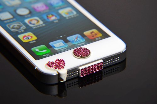 Baby Pink Bling Luxary Crystal Diamond Anti Dust Dock Charger Port Plug+Ear Plug+Home Button For iPhone 5 5G