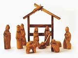 Olive Wood Modern Nativity Set with Stable- Miniature