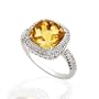 BEAUTIFUL GENUINE CITRINE & DIAMOND RING 14K