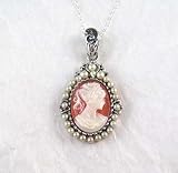 Pearls and Coral Cameo Necklace