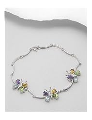 Butterfly Amethyst Bracelet In 92.5 Sterling Silver