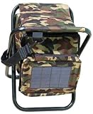 SunPlug Solar Charger Fishing Stool and Bag. It charges cell phones and iPod/iPhone.