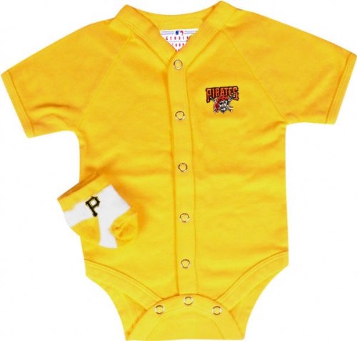 Pittsburgh Pirates Team Color Newborn/Infant Creeper and Bootie Set