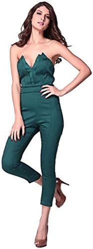 Maykool Women's Green Strapless V-neck Jumpsuit Size S